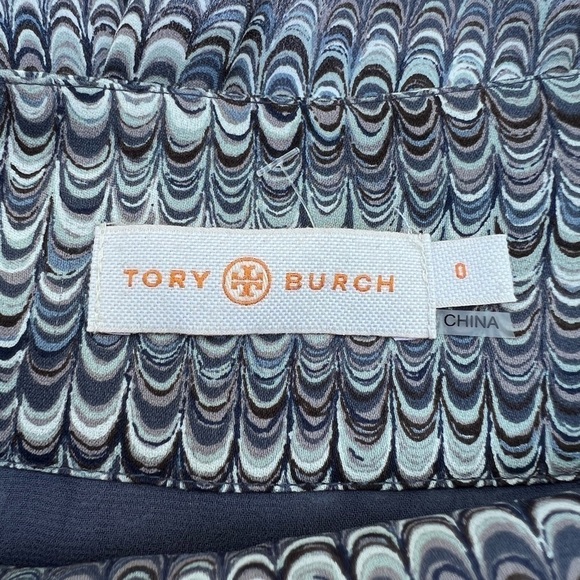 Tory Burch multicolor grey white neutral patterned pleated silk mini skirt Sz 0 - Picture 6 of 7